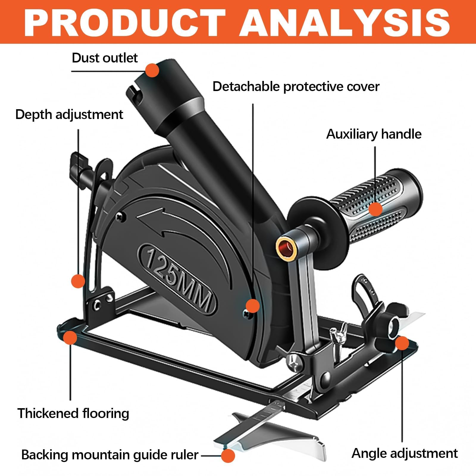 Kit de Soporte para Amoladora Angular 100-125 mm, Accesorios para Amoladora Angular, Ángulo Ajustable y Profundidad de Corte de 0-40 mm