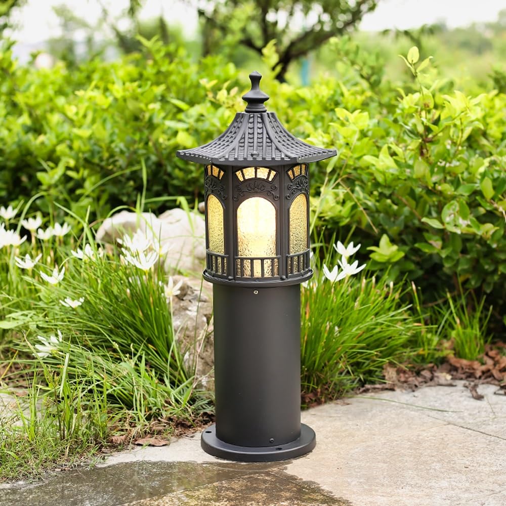Lampa słupkowa ze szkła z czarnego diamentu