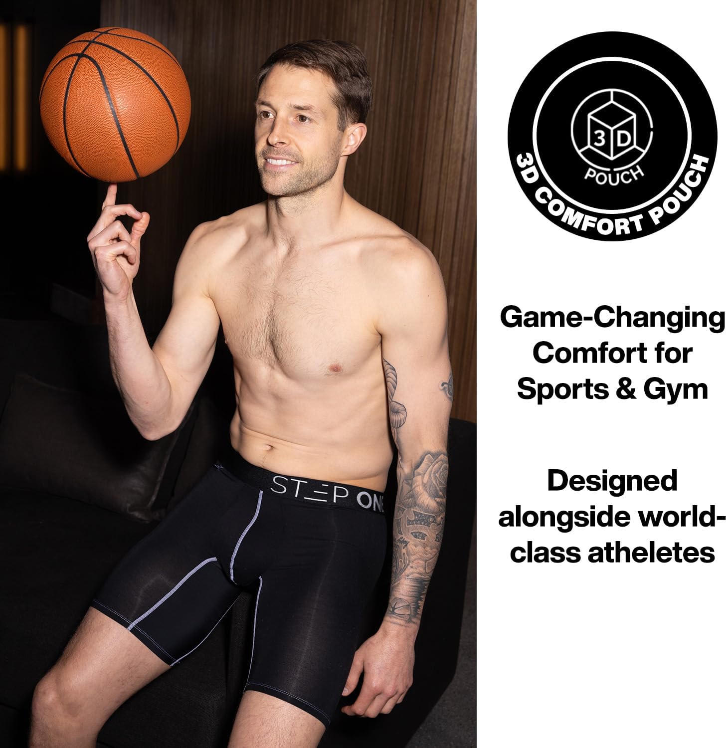 STEP ONE Mens Boxer Briefs Sport, 1 Pair, Longer Length Anti Chafing Mens Underwear, Comfortable Moisture-Wicking Boxers - Image 2