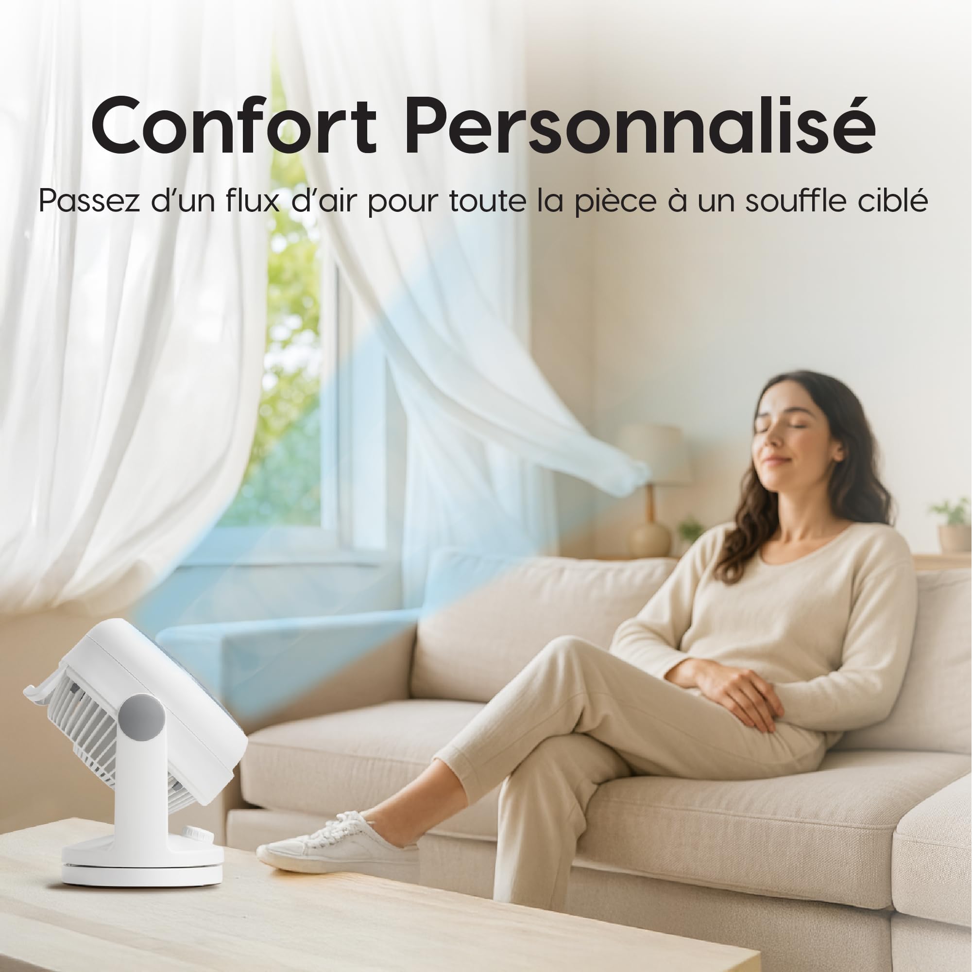 Iris Ohyama, Ventilateur Silencieux de Bureau avec Oscillation - Woozoo - HD18, Plastique, Blanc, 34 W, 23 m², 29 x 19 x 31 cm 530376