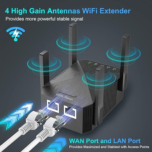 Miniatura 2 de Extensor WiFi, amplificador WiFi más rápido 2023, 1200 Mbps de doble banda (5 GHz2.4 GHz), extensores WiFi amplificador de señal para el hogar,