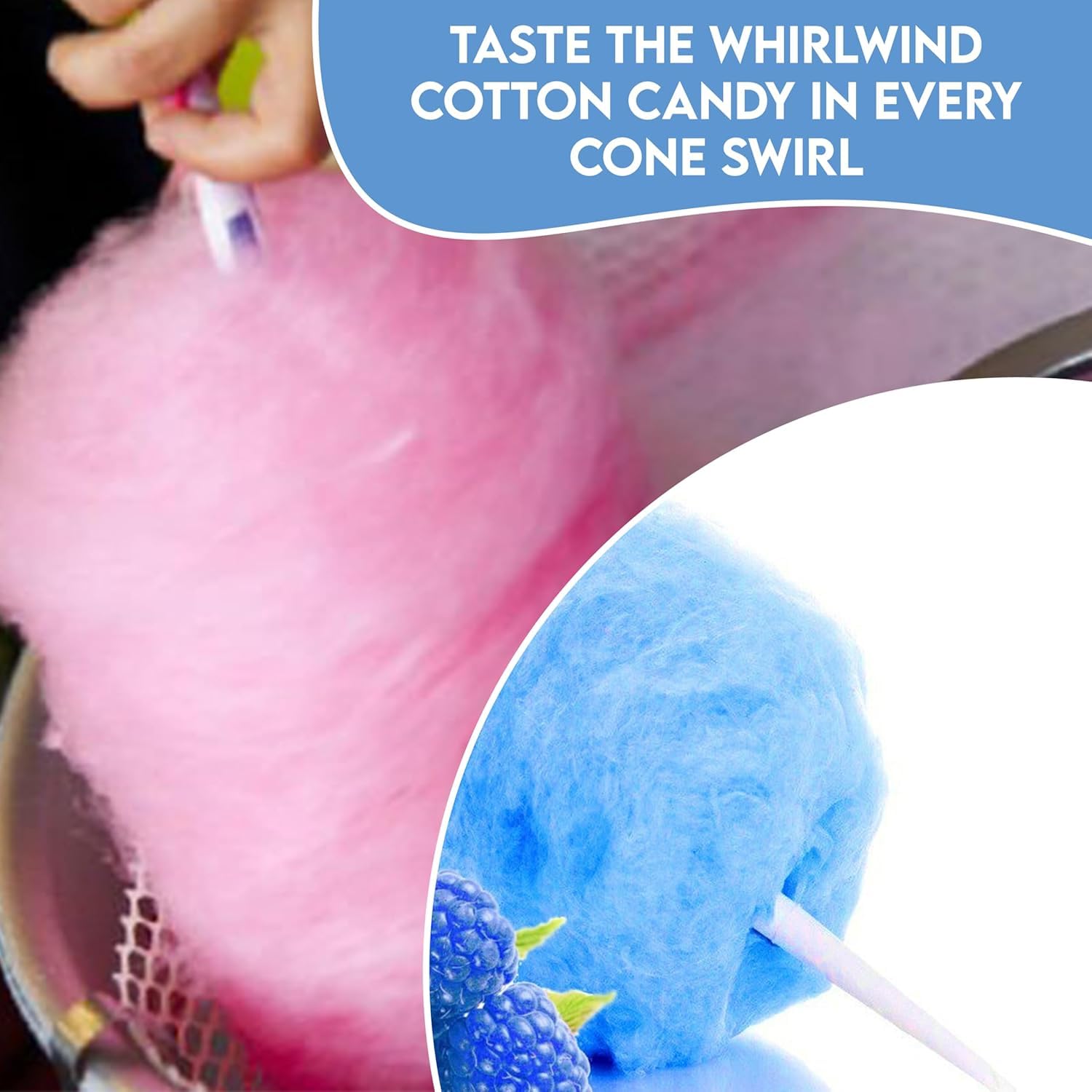 Cotton Candy Cones [300 Pack] - White Cotton Candy Sticks | Kraft Paper Cotton Candy Cone | Carnival Cotton Candy Machine Supplies for Floss Sugar Cotton Candy Maker Concession Essentials