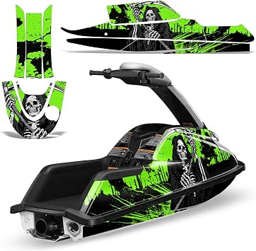 Jet Ski Graphics kit Sticker Decal Compatible with Yamaha SuperJet Round Nose - Reaper V2 Green