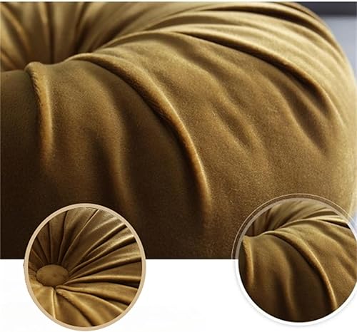 Miniatura 8 de Almohada redonda de terciopelo con diseño de calabaza, plisada, para meditación, color sólido, cojín decorativo para el hogar, cojín de suelo para