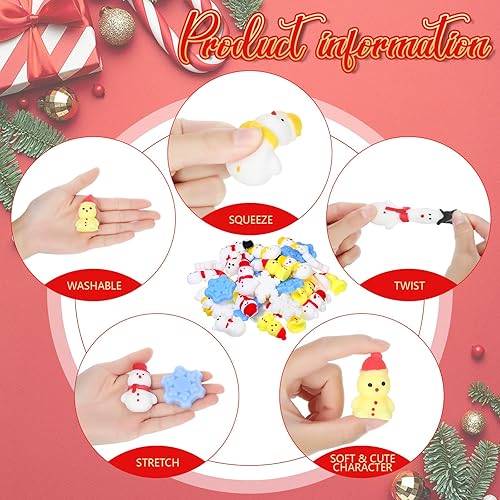 Miniatura 3 de Syhood 70 piezas de juguetes de Navidad blandos suaves mini juguetes de Navidad Kawaii Fidget juguetes de fiesta de Navidad juguetes para aliviar el