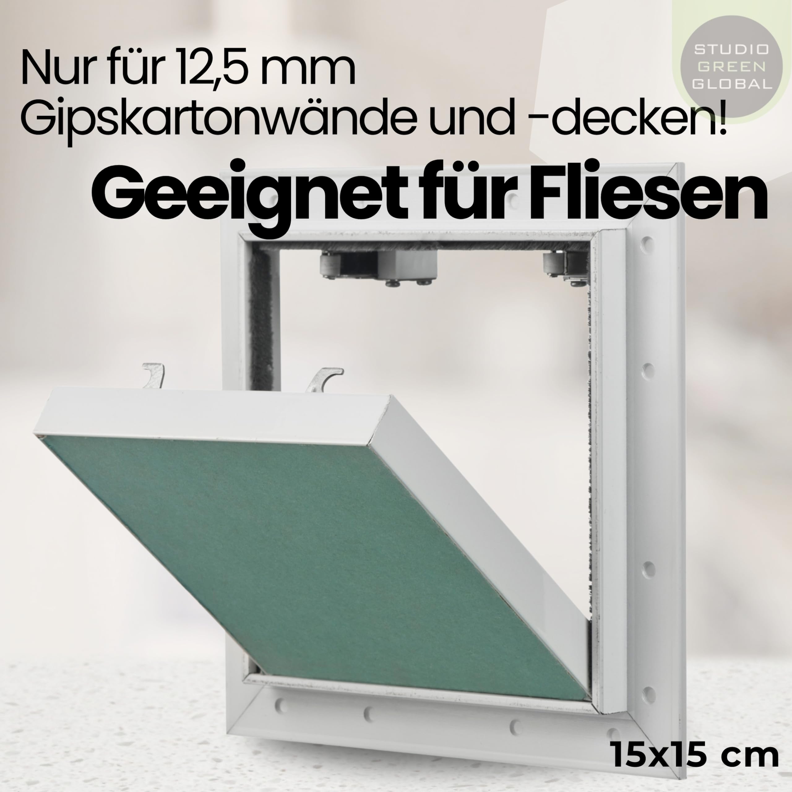 Klapa rewizyjna 10 x 10 cm z filcową wargą uszczelniającą - niewidoczna drzwi rewizyjne 100 x 100 mm gotowe do malowania | płyta gipsowo-kartonowa 12,5 mm | klapa konserwacyjna aluminiowa rama | otwór