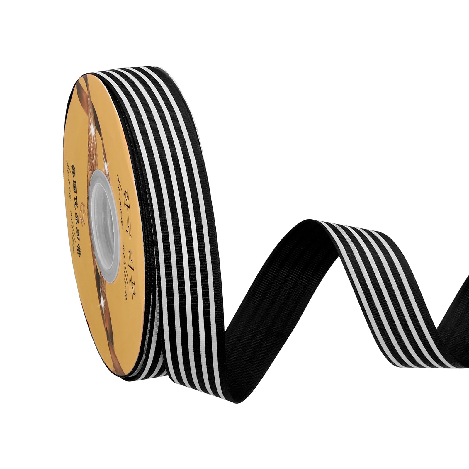 PATIKIL 50 Yards x 1/in Christmas Striped Ribbon, Black and White Ribbon Candy Cane Ribbon Roll Fabric Wrapping Ribbon for DIY Craft Wreath Bow Decoration pta231010tt000378