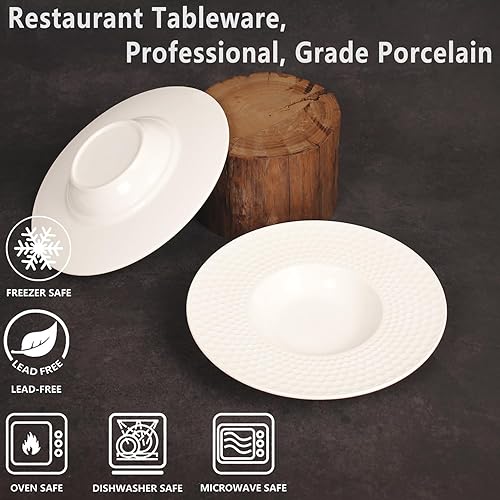 Miniatura 3 de Creativity Home Tazones de sopa Plato de sopa Tazón de porcelana para pasta, juego de 4 platos poco profundos, cuencos con borde de 5.3 onzas con