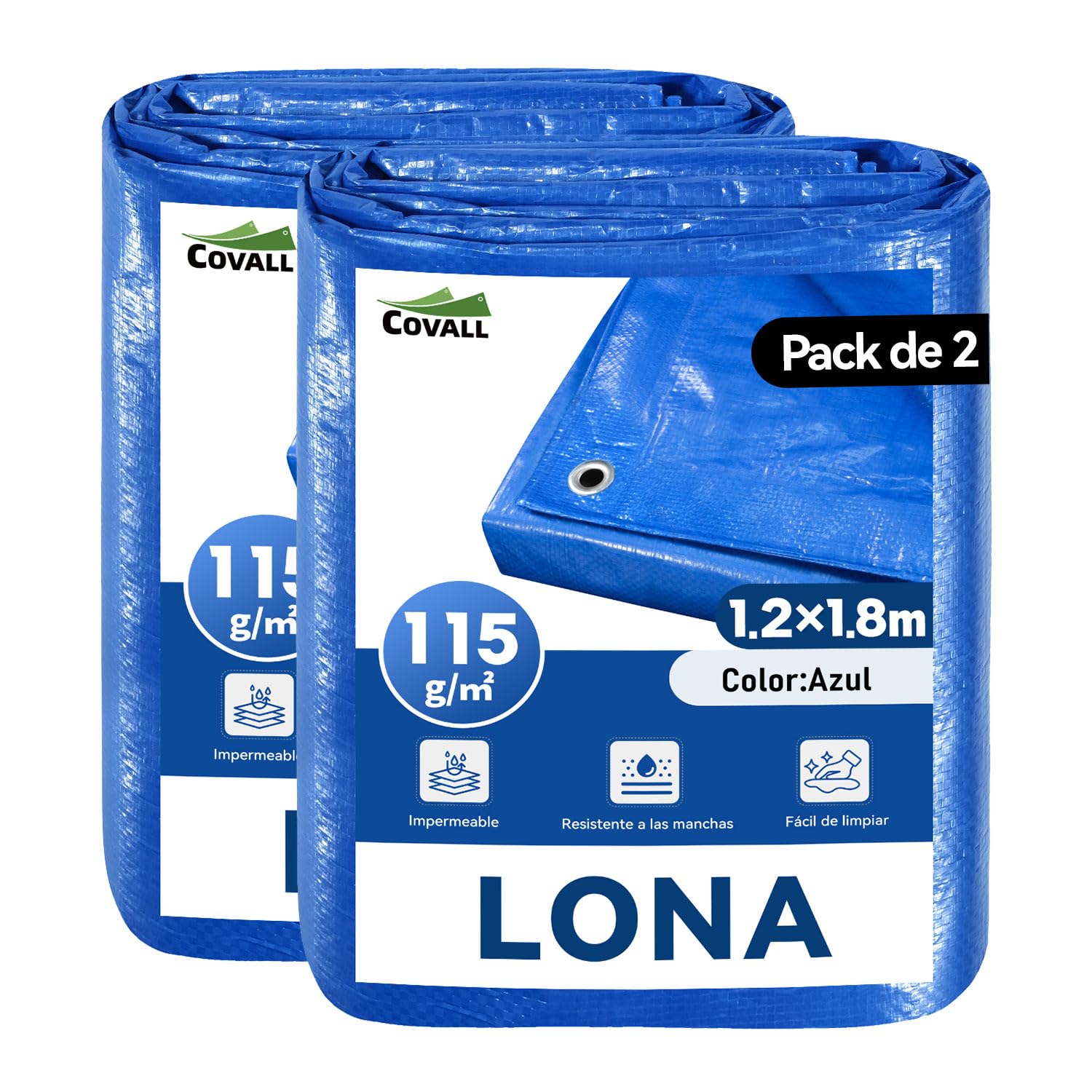 Lona resistente a rayos UV y desgarros azul de 115g/m2 para protección exterior