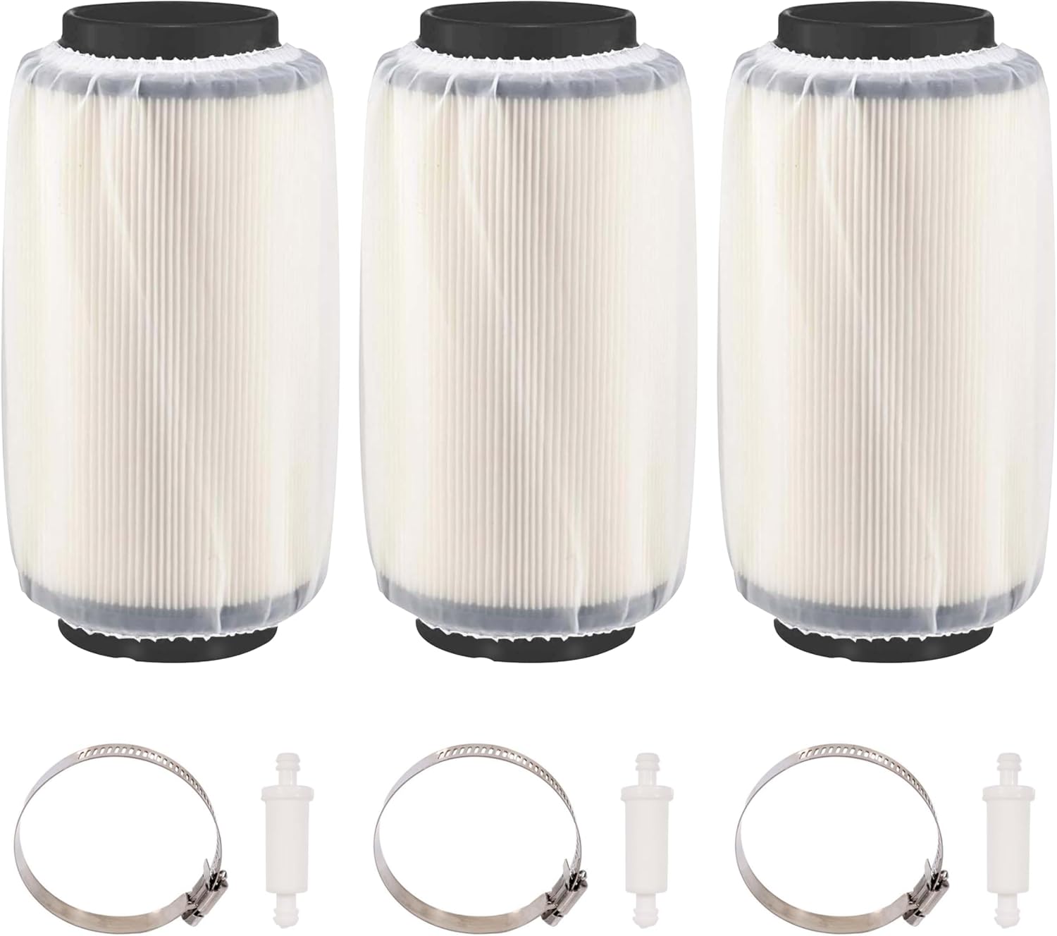 7080595 Air Filter 5811633 Air Preclean Sleeve 2530009 Fuel Filter with Clamp for Polaris Scrambler Magnum 325 500 Sportsman 335 400 500 550 570 700 850