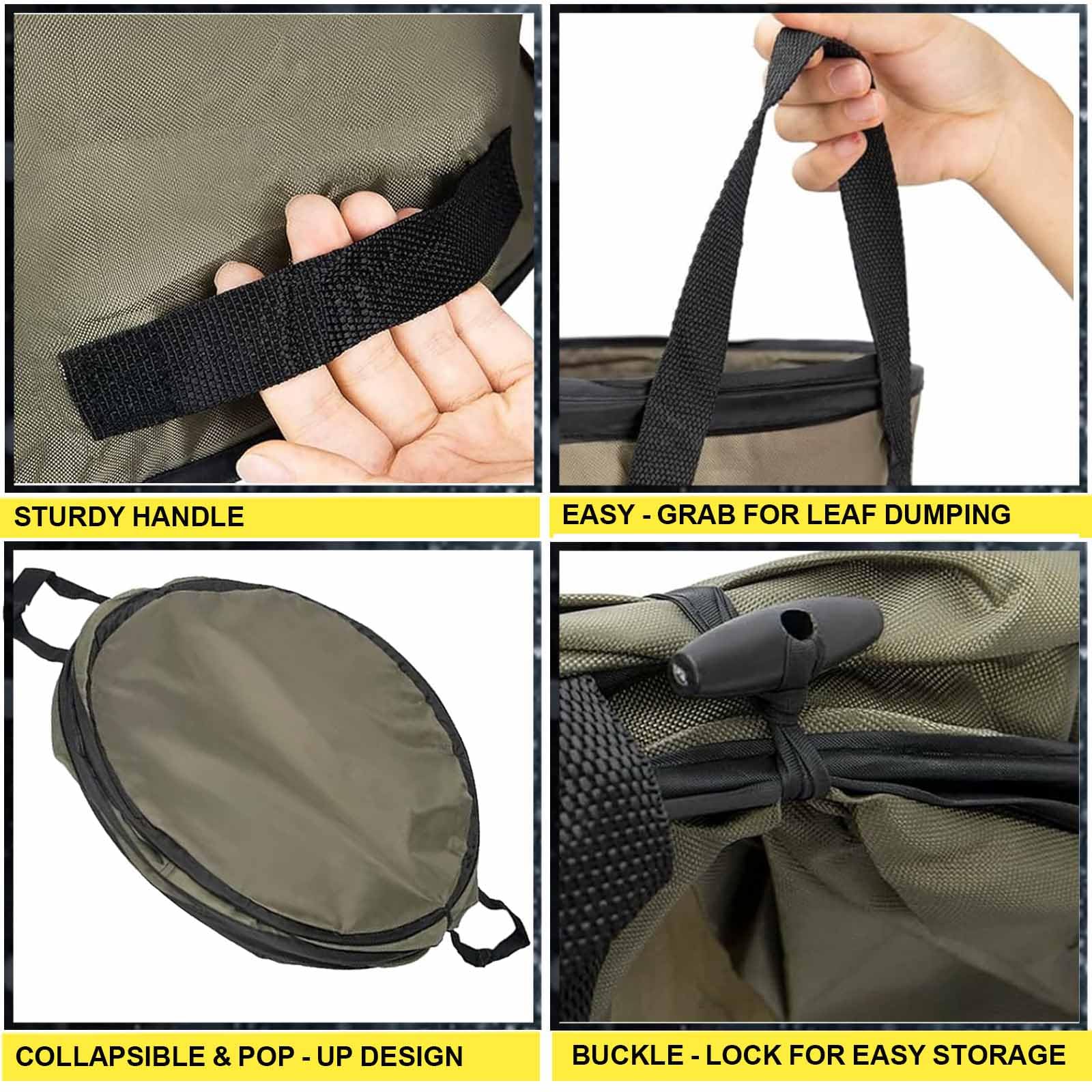 Sac à déchets de jardin et de camping, pliable en tissu Oxford pop-up avec poignées, panier réutilisable pour feuilles et jouets, idéal pour le jardinage, la randonnée, le pique-nique, le soin du