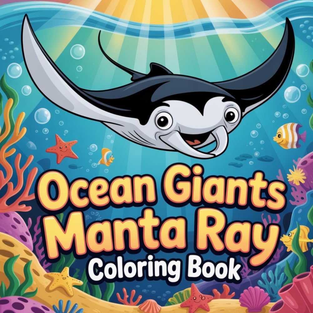 Ocean Giants Manta Ray Coloring Book: manta ray relaxation women coloring book, manta ray stress relief kids book, manta ray ocean animal color book, ... book, manta ray relaxation adults color book