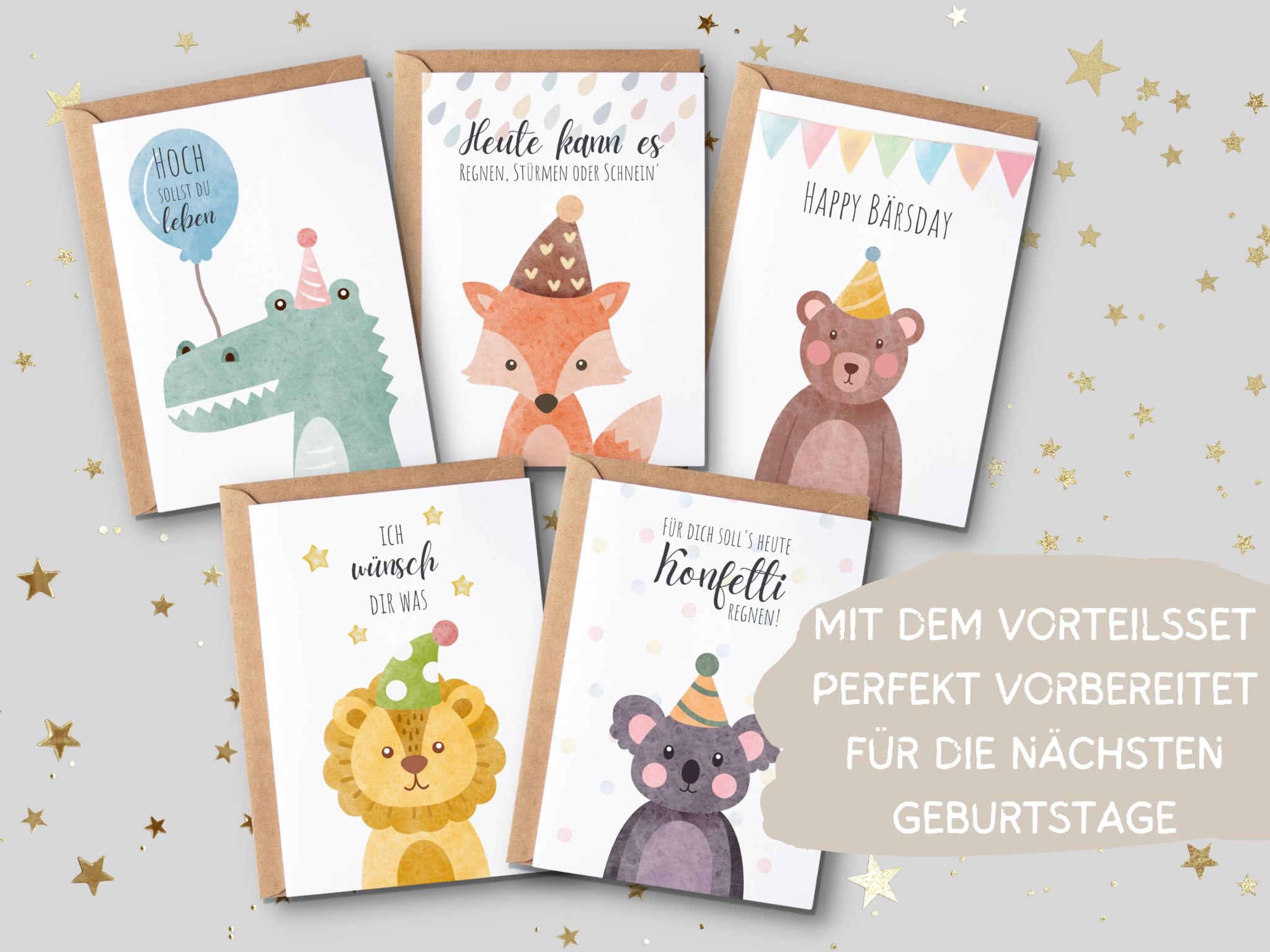 Just Cards Direct: 12 Biglietti Di Compleanno Per Bambini Con Buste, Ecologici E Colorati, 15x15 Cm