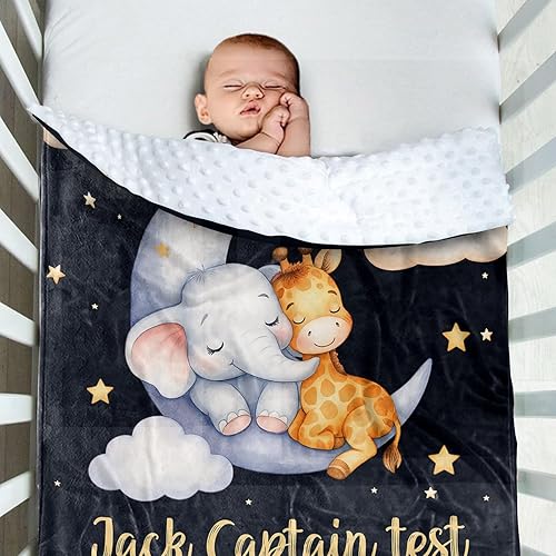 Miniatura 8 de Manta de bebé personalizada para niños, manta de bebé personalizada con nombre, franela suave con respaldo de puntos de doble capa, manta de