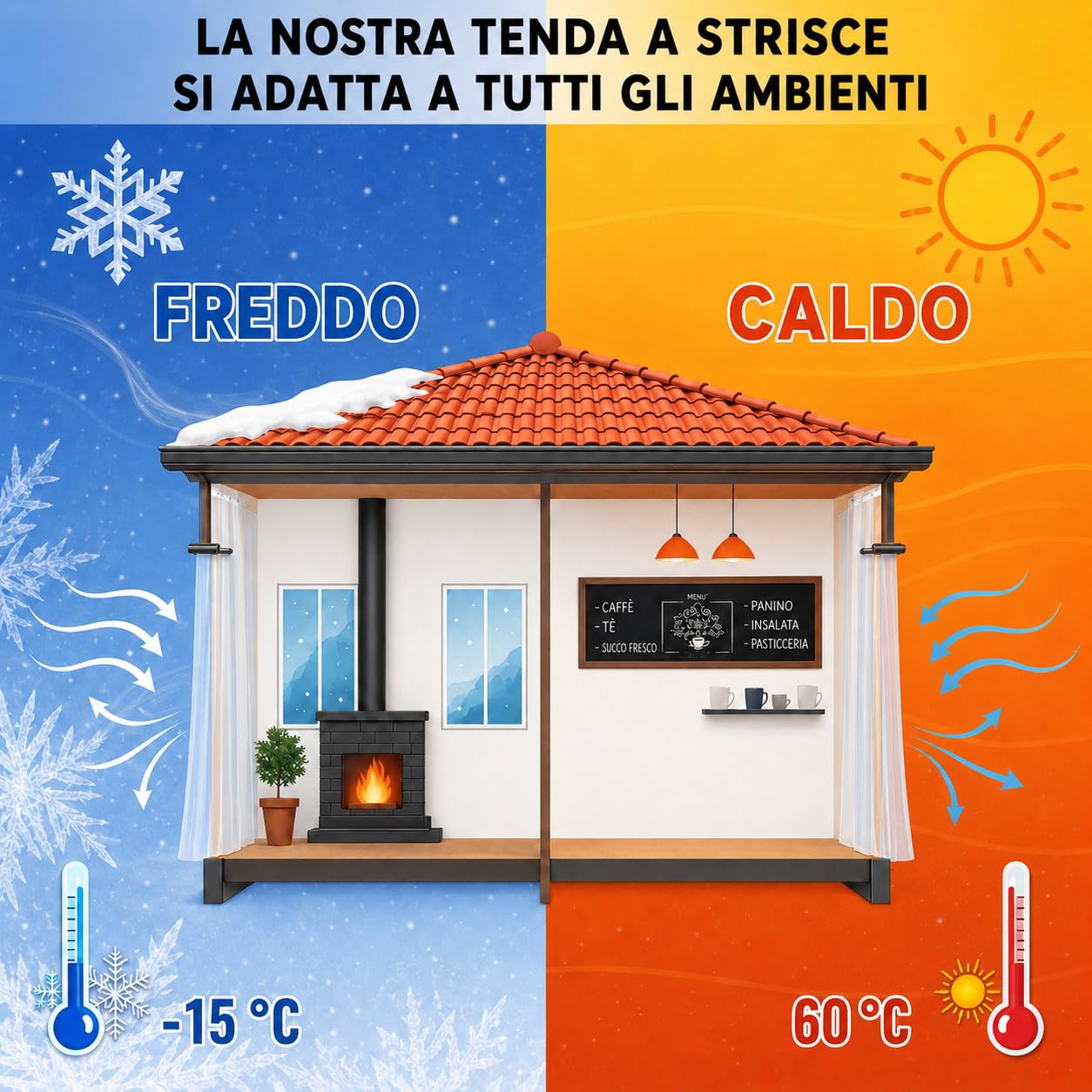 Tenda a Strisce in PVC Trasparente 152x244 cm Tenda Industriale Impermeabile e Resistente per Celle Frigorifere, Magazzini, Garage e Porte Commerciali Facile da Installare