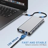 SZPACMATE, Station d'accueil 12 en 1 avec HDMI 4K, VGA, 3*USB 2.0, USB3.0, USB C Data, PD3.0, Port Ethernet RJ45, SD/TF, 3.5mm AUX, Compatible avec MacBook Pro/Air, Plus de Périphériques Type C - 4