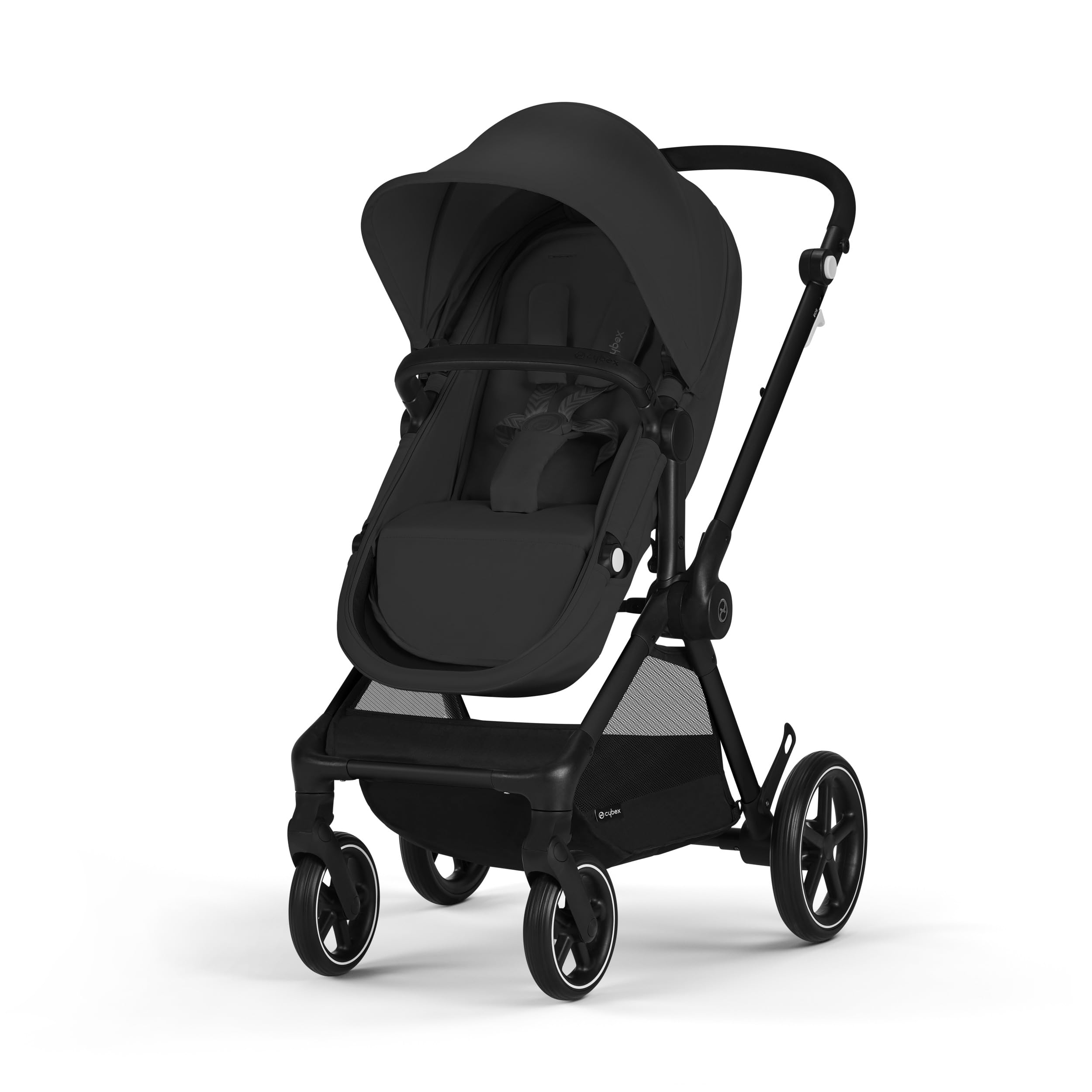 CYBEX Gold Kinderwagen EOS 2-in-1 mit Babyschale Aton B2 i-Size und Babyschalen-Adapter, Reisesystem, Ab Geburt bis 22 kg (ca. 4 Jahre), Moon Black (Schwarz)