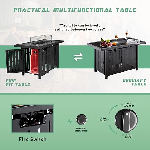 Miniatura 3 de Devoko Juego de 7 muebles de patio al aire libre con mesa de fogata de propano juego de sofá modular para patio al aire libre con fogata de gas y