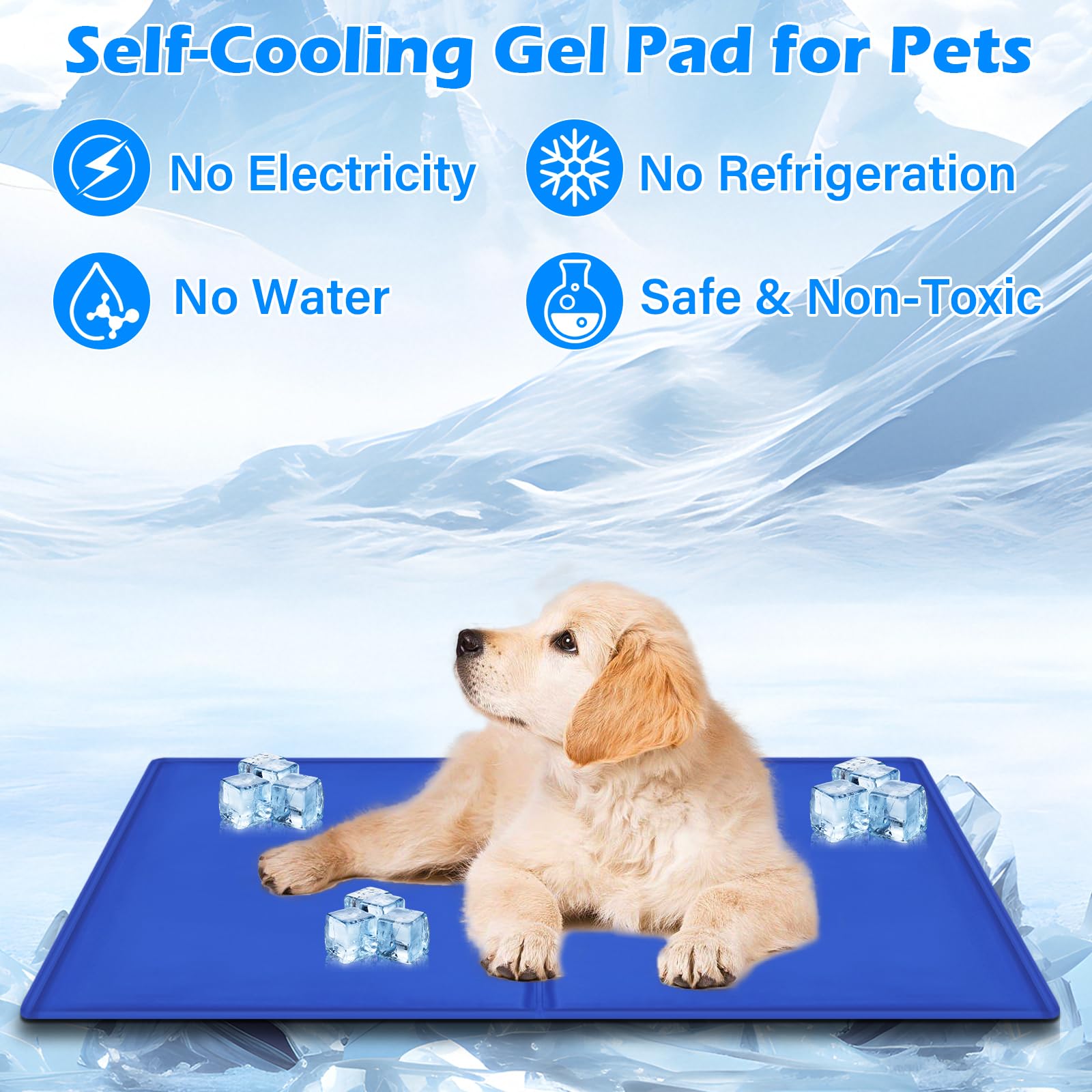 Tapis Rafraichissant Chien 65 x 50cm, Auto-Refroidissant Tapis Refroidissement Chien, Carpet Refrigerant Animaux en Gel Non Toxique pour Chiens, Cooling Mat for Dogs and Cats