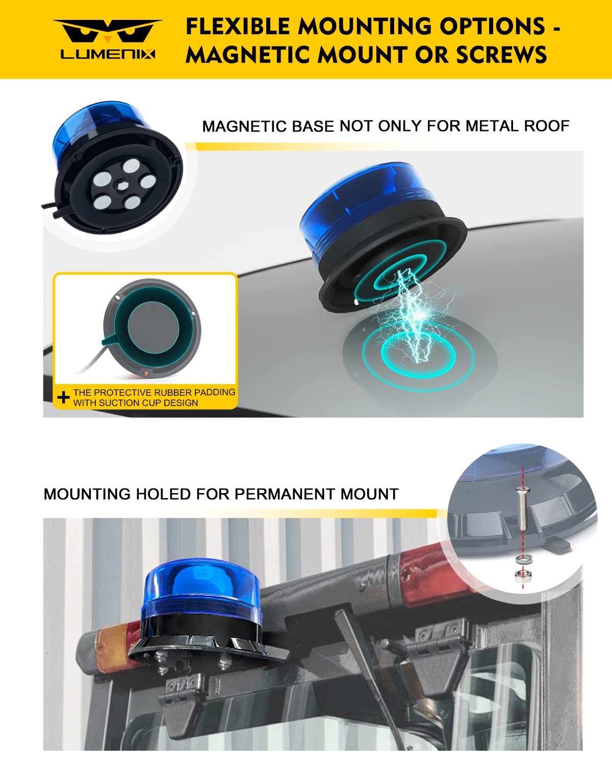 Blue LED Rooftop Beacon Strobe Light With Magnetic Base Warning Safety Flashing Police Lights For Emergency Vehicle Forklift Trucks Tractors Golf Carts Utv Atv Bus Boat Firefighter Volunteer P 23753154