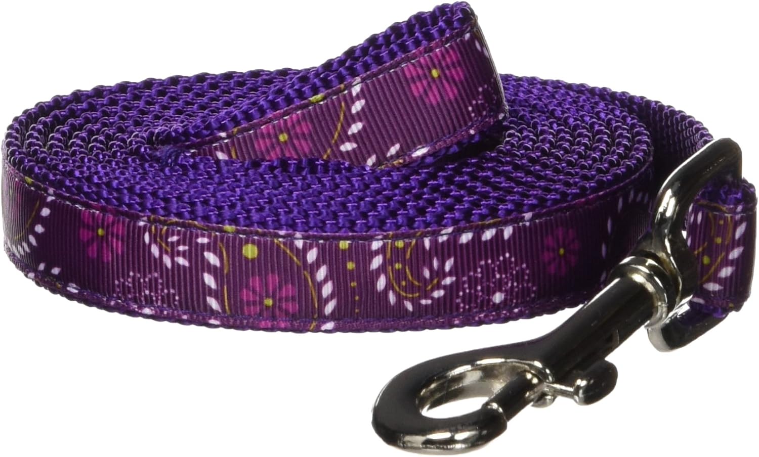 Medium Purple Pretty Paisley Dog Leash: 3/4" Wide, 6ft Length - Made in USA.