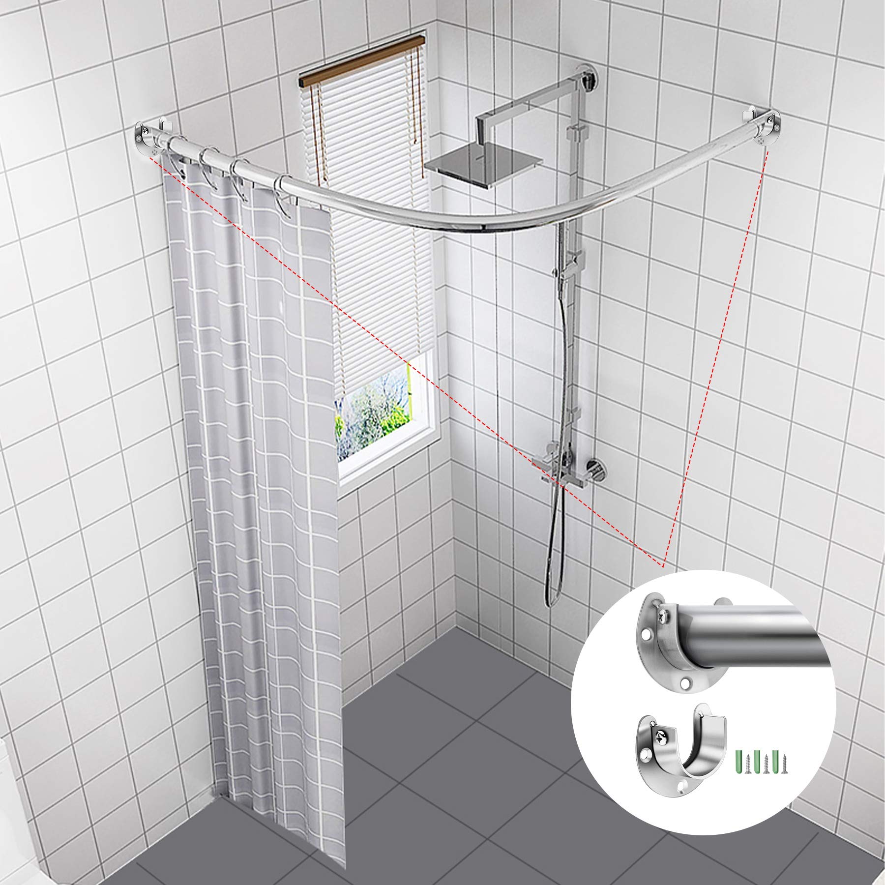 Rundrohr Halterung 6 Stück Stangenhalterung,Kleiderstangenhalter U-Form Gardinenstange Halter 25mm Edelstahl Kleiderschrank Stangenhalter für Garderobenstangen Duschvorhangstange