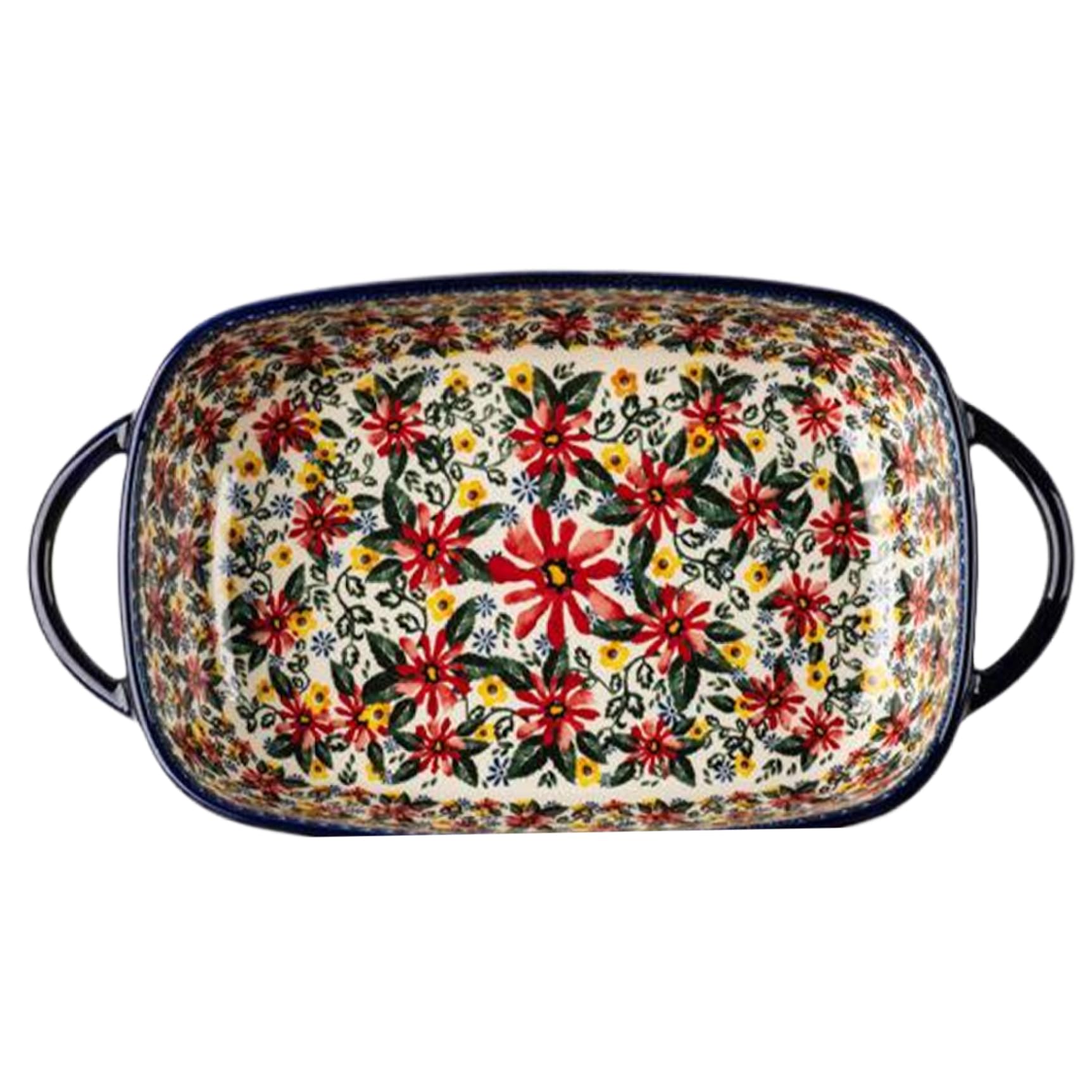 Fuente para Hornear 1900ml Plato de Horno de cerámica Resistente al Calor Estampado de Margaritas Rectángulo Lasaña Antideslizante Lavable Cazuela para Horno Cocina Hornear Lasaña Cerámica.