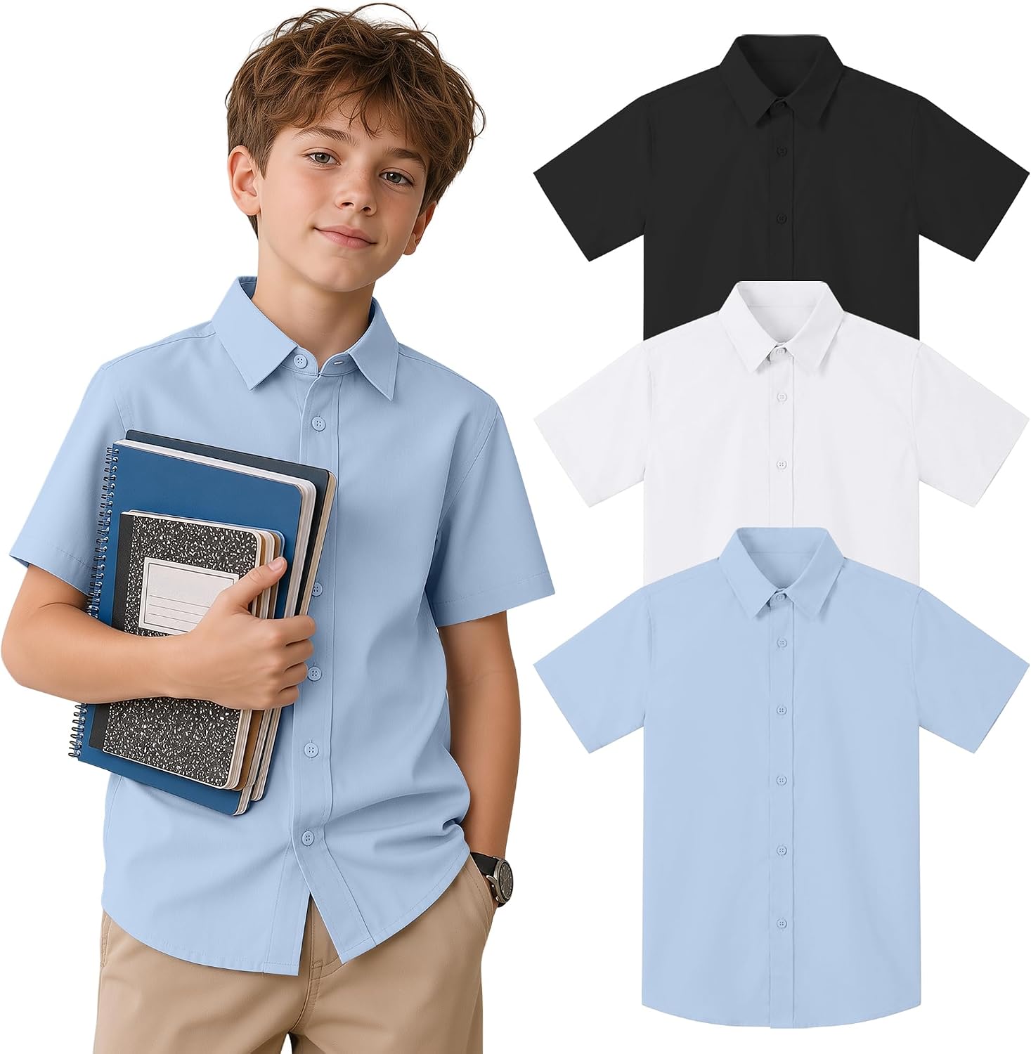 3 Pack Boys Dress Polo Shirts