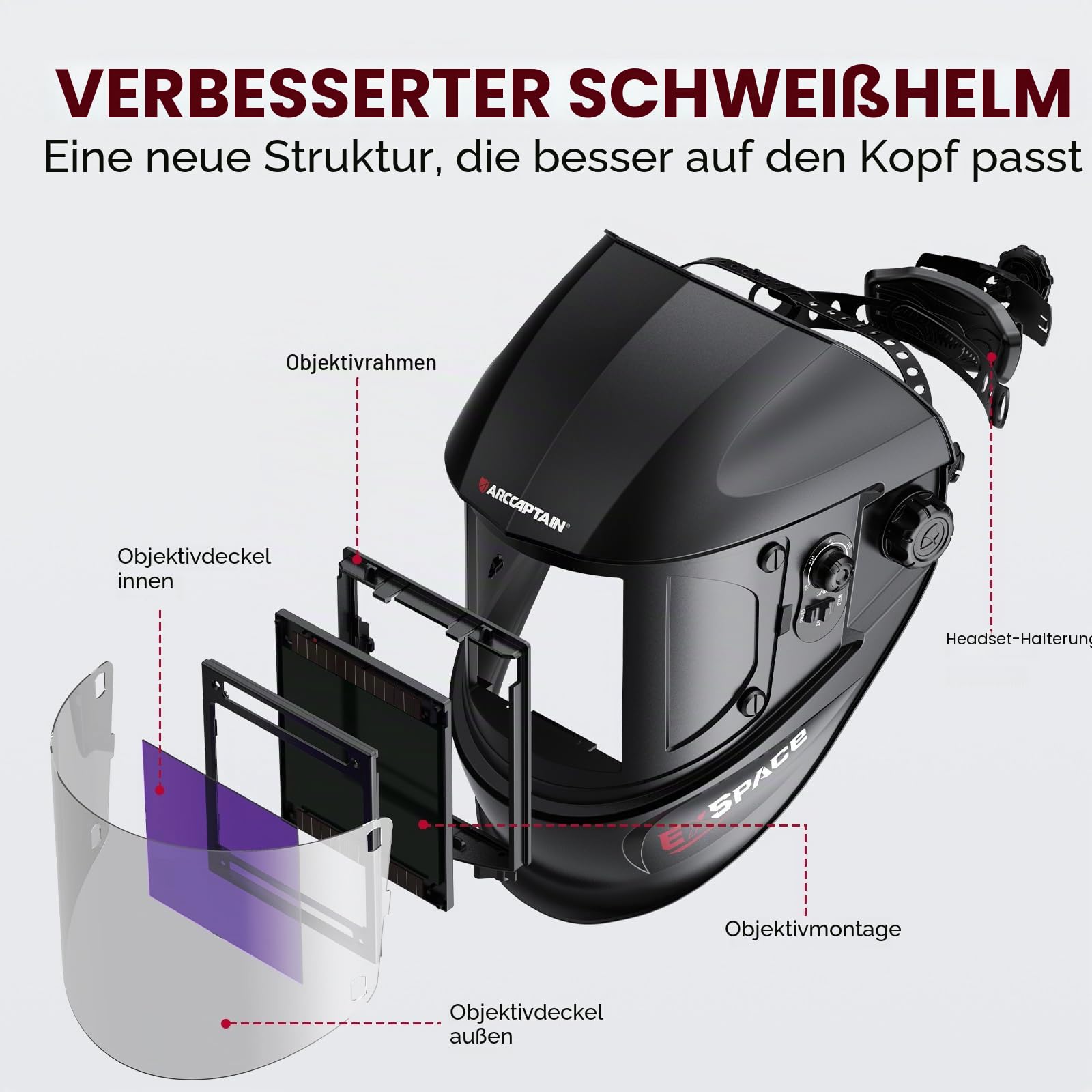 ARCCAPTAIN 100x93mm Großes Sichtfeld Automatik Schweißhelm