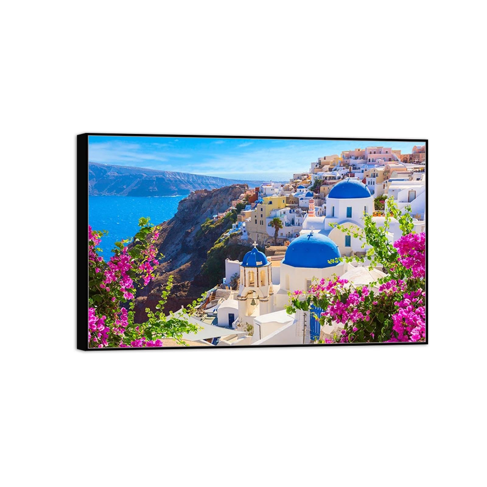 Stadt Leinwandbild Landschaftsbilder-Panorama Bild auf Leinwand-Stadt Gebäude-Schwarzer Rahmen Wandbilder für Wohnzimmer 20x30cm-8x12in