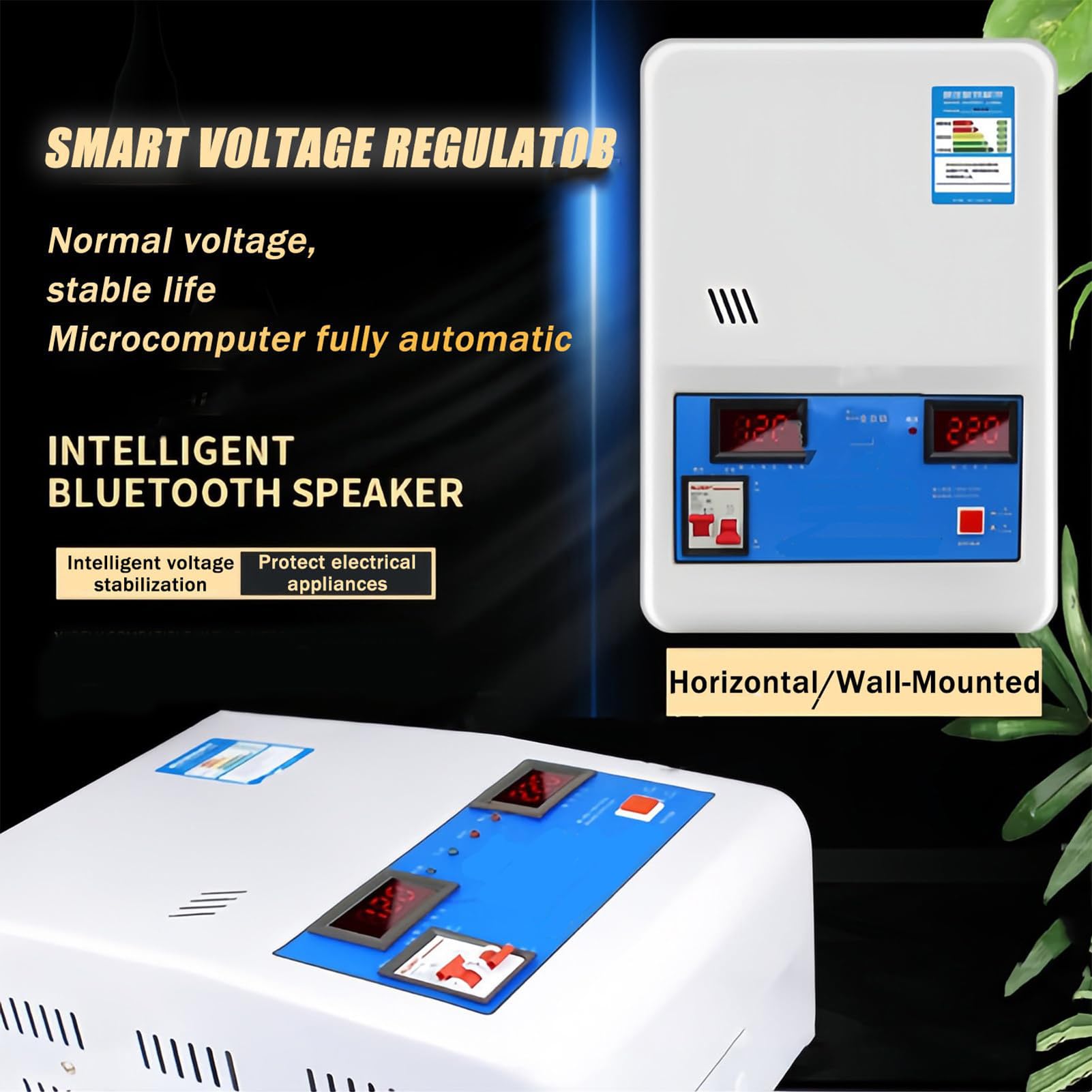 Estabilizador Automático De Tensión,Estabilizador Monofásico CA Fuente De Alimentación Montaje En Pared O En Plano, Alta Eficiencia Conversión 120V-270V Para Uso Doméstico, Regulador Voltaje