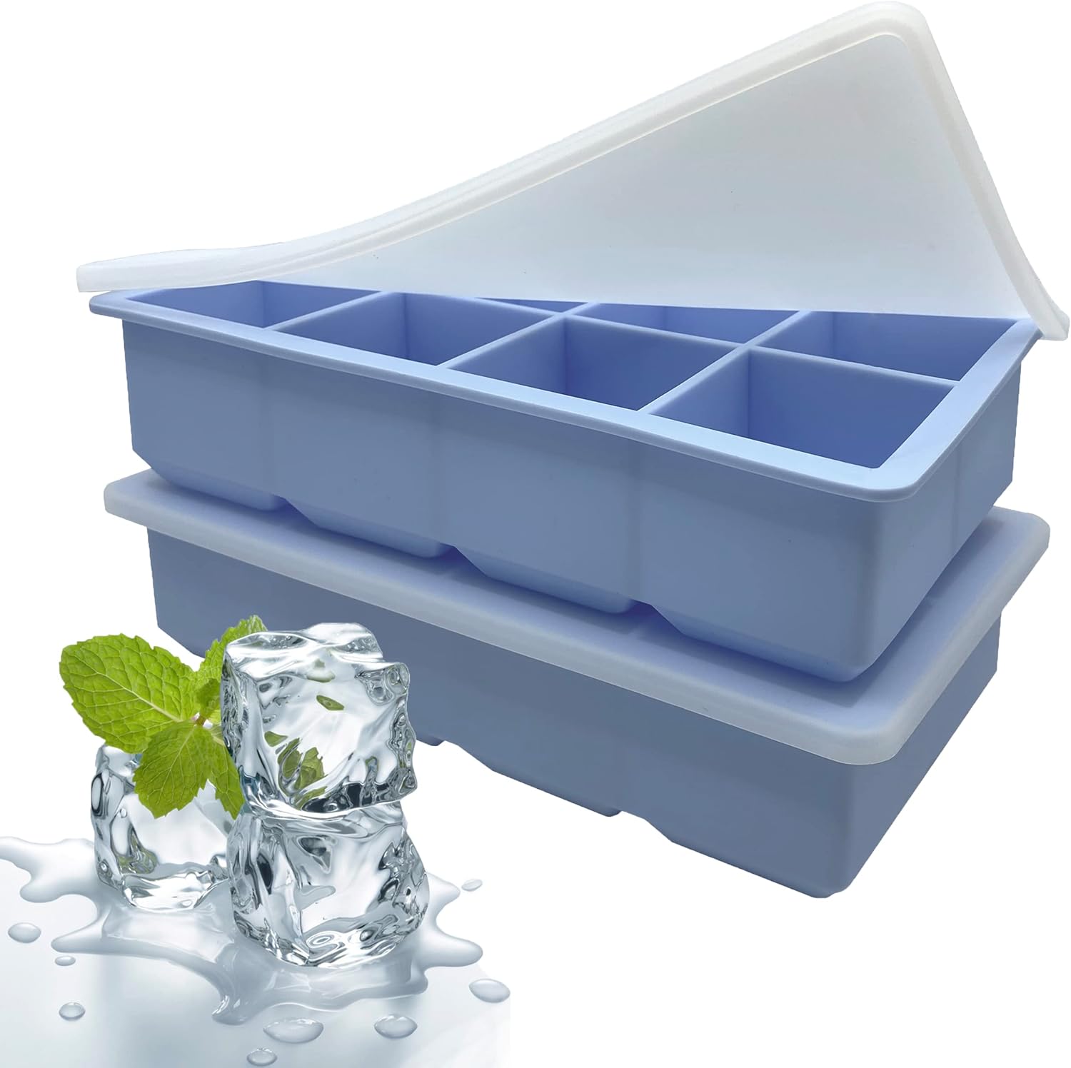 Large Ice Cube Molds 2PCS Silicone Ice Cube Trays for