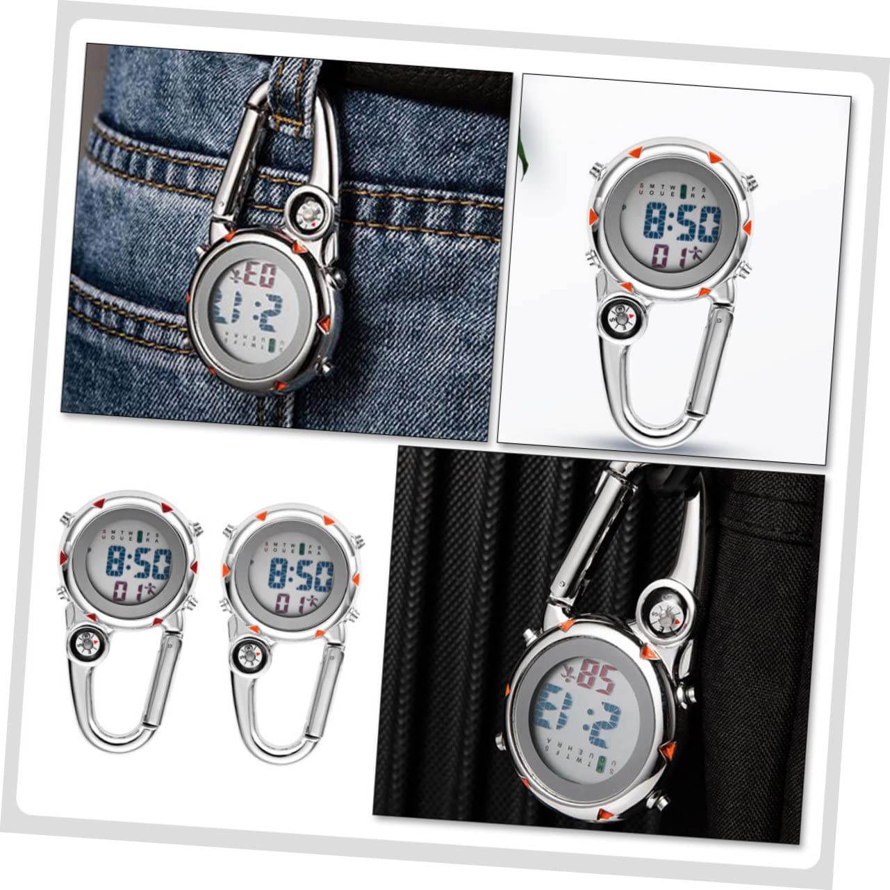 UPKOCH Taschenclip An Der Uhr Outdoor -Clip Uhr Mit Bergsteigerschnalle Tragbare Uhr Metallclip An Der Uhr Taschenuhren Mehrzweckuhr Aus Metall Ansteckuhren