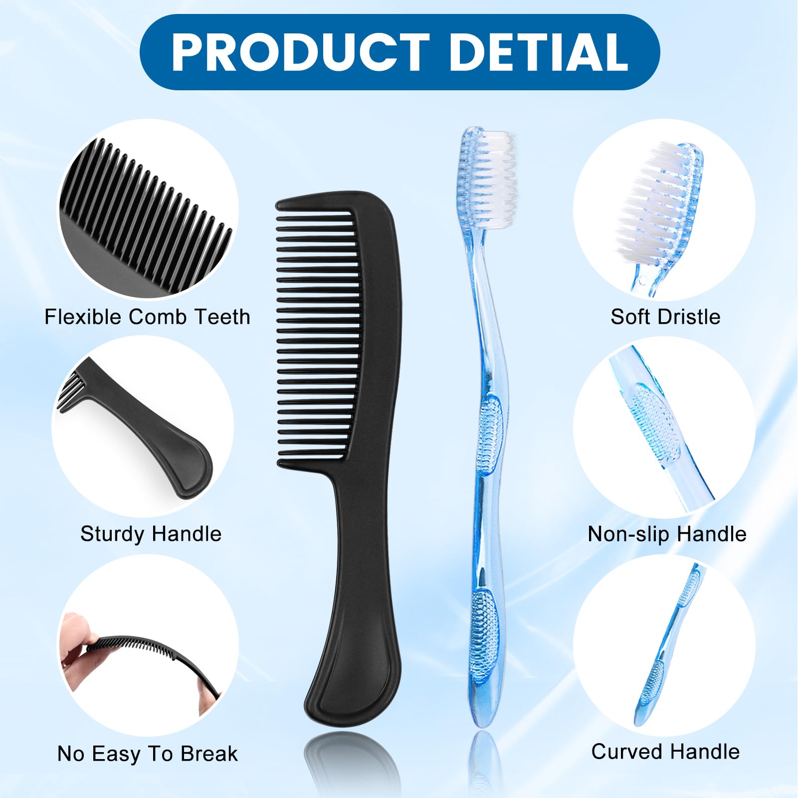 Lot de 50 kits d'hygiène en vrac pour sans-abri, trousse de toilette de base, fournitures de toilette jetables en vrac, brosses à dents jetables avec dentifrice et peigne emballés
