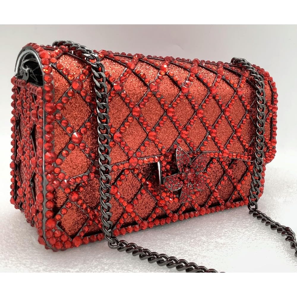 Bolsos de Mano NYSDM para Mujer, con Cadena Larga, con Diamantes, Color Naranja, Azul, Plateado y Verde, para Fiestas, Bodas, con Gemas, para el Hombro y para Bodas