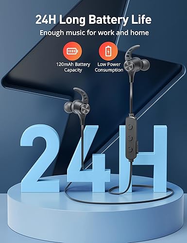 Miniatura 3 de Auriculares Bluetooth, Bluetooth 5.2 estéreo aptX, auriculares inalámbricos con banda magnética para el cuello IPX7, impermeable, Bluetooth con