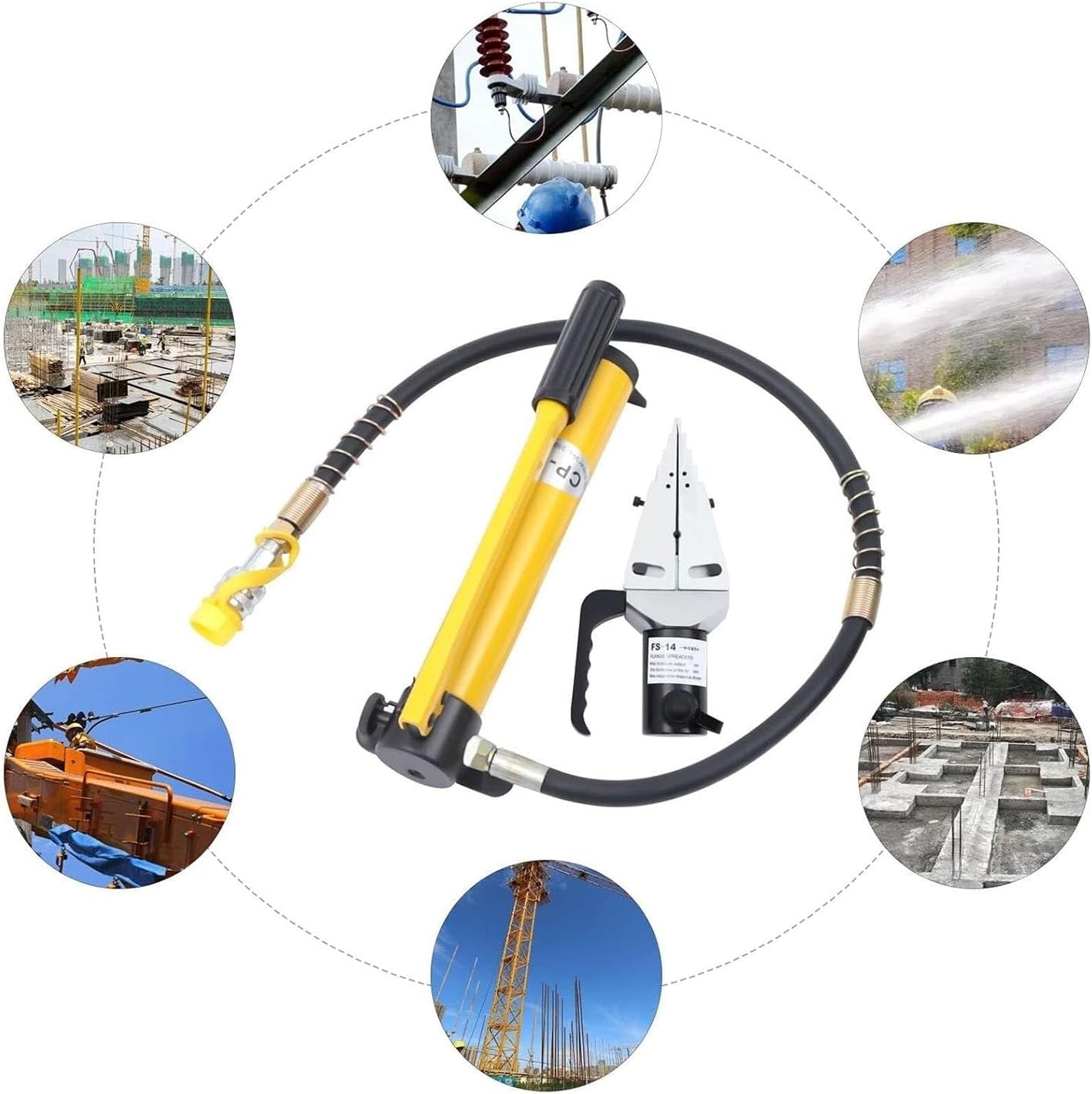 14 Ton Hydraulic Flange Spreader Kit Portable Manual Pump Operated Tensioning Tool Heavy Duty Flange Expander for Industrial Piping Maintenance 81mm Separation