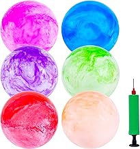 3 otters 6PCS Playground Balls, 8.5 Inches Beach Ball for Kids Inflatable Bouncy Balls with Air Pump, for Kids Adult Indoor Outdoor Sports Games