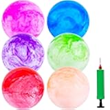 3 otters 6PCS Playground Balls, 8.5 Inches Beach Ball for Kids Inflatable Bouncy Balls with Air Pump, for Kids Adult Indoor Outdoor Sports Games