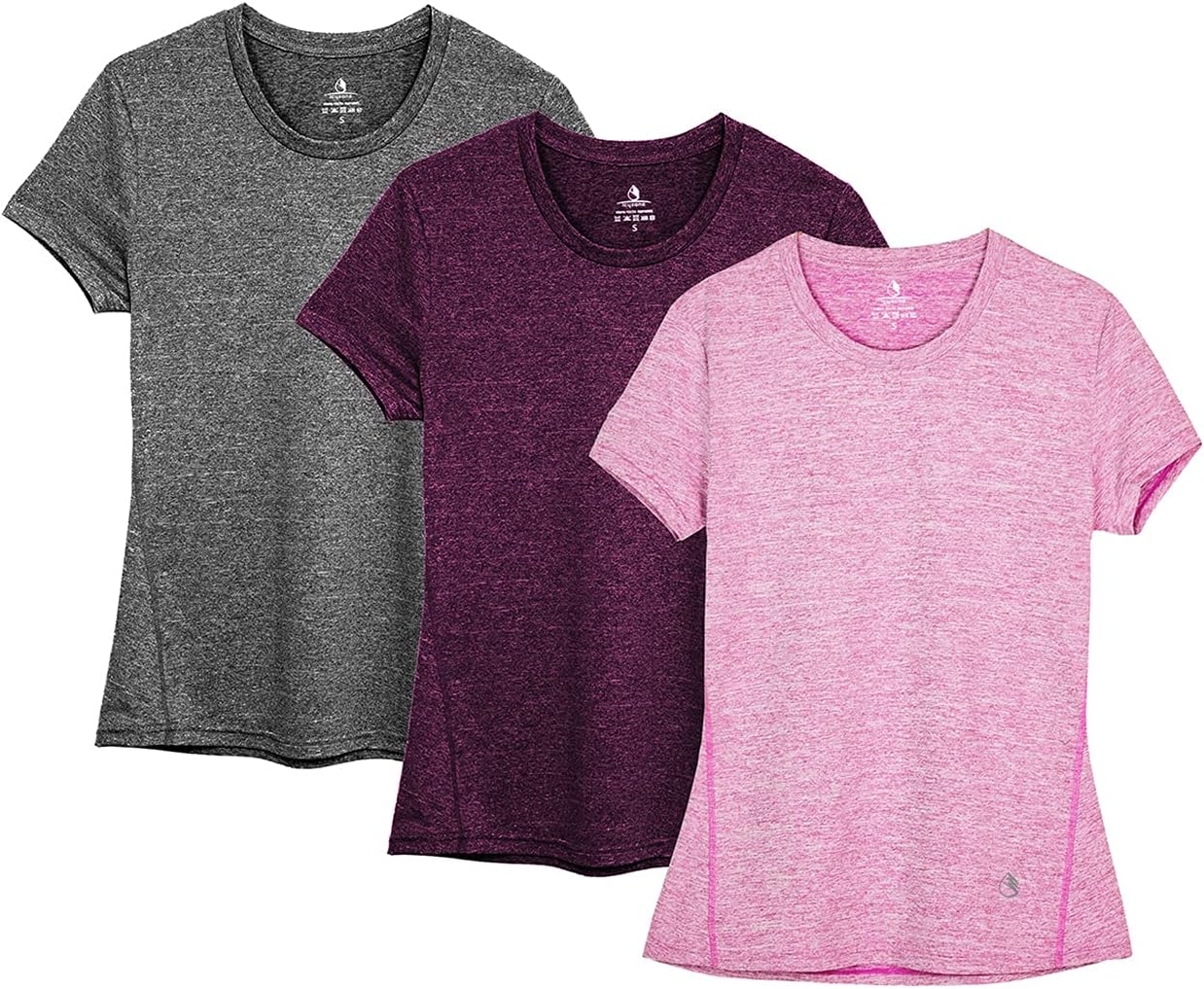Women's Workout Running T-Shirt Activewear Yoga Gym Short Sleeve Tops Sports Shirts, 3-Pack