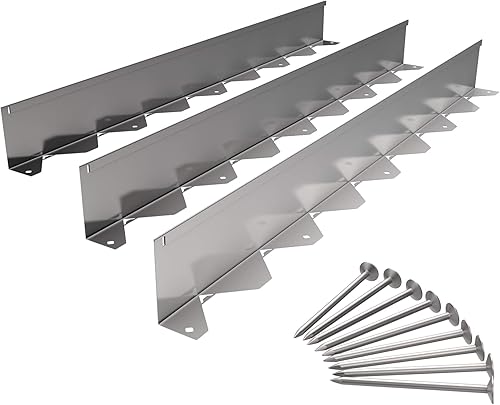 Vodaland - Juego completo de bordes de jardín de acero inoxidable de 4 pulgadas con clavos de instalación incluidos. (3)