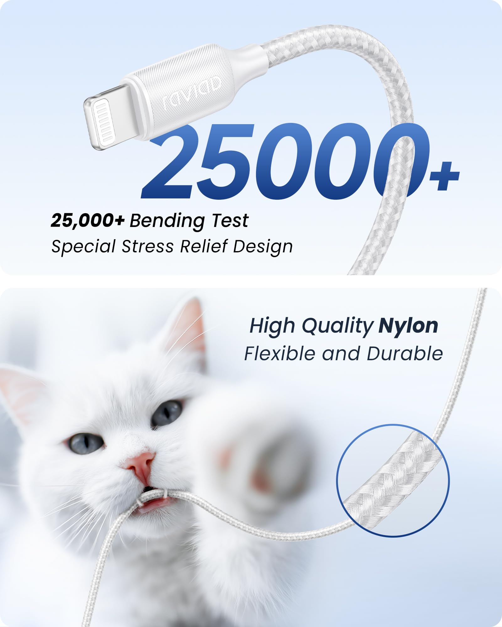 RAVIAD Cavo USB C a Lightning 1M [Certificato MFi] Cavo iPhone USB Tipo C in Nylon Carica Rapida Caricatore per iPhone 14/13/13 Pro Max/12 Mini/11 Pro/11 Pro Max/11/SE 2020/XR/XS/X/8/8 Plus - Bianco