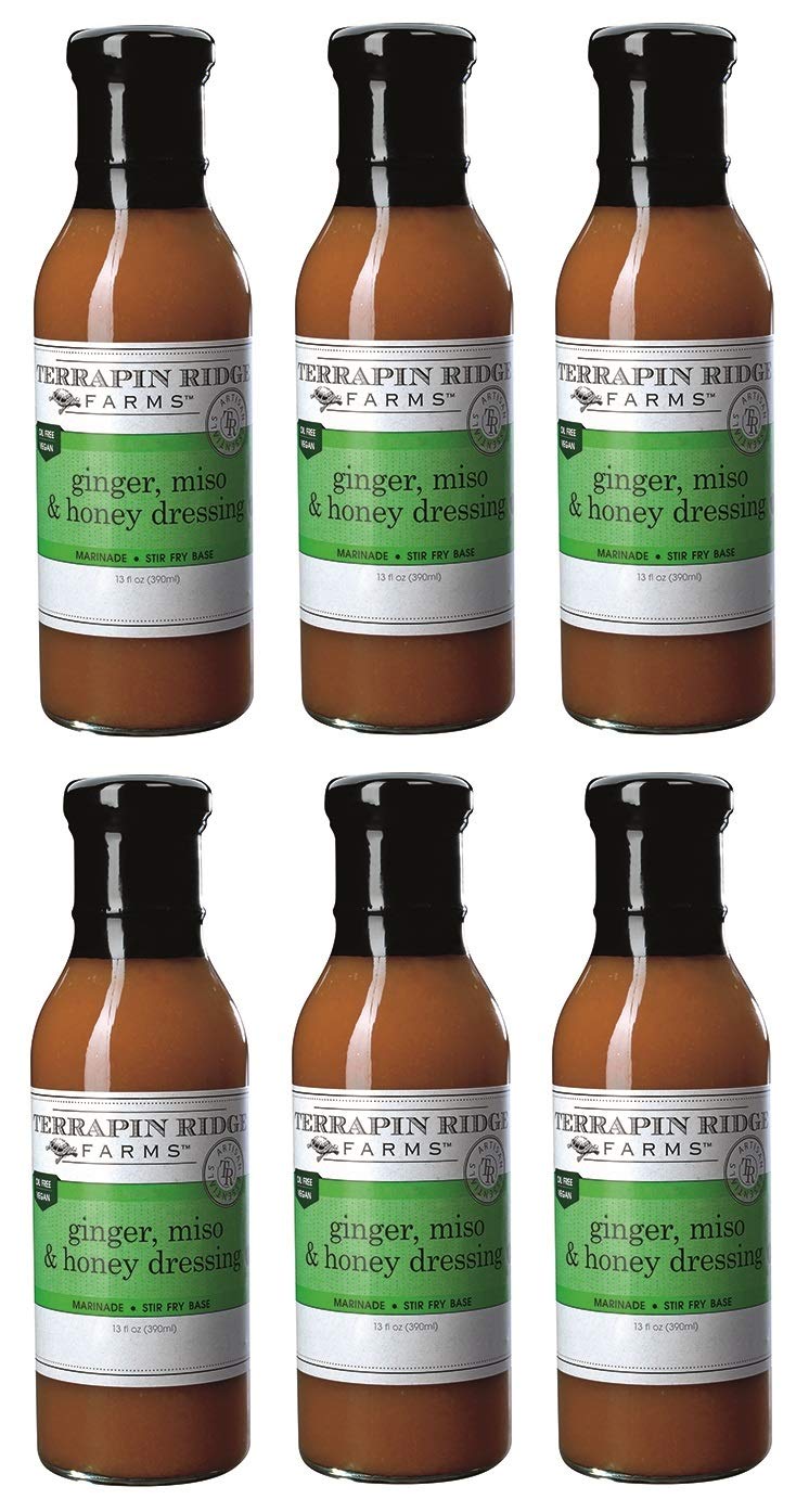 Terrapin Ridge Farms Ginger, Miso, and Honey Salad Dressing – White Miso Vinaigrette for Salads, Stir Fry, and Dipping – 14.5 oz Bottle (Pack of 6)