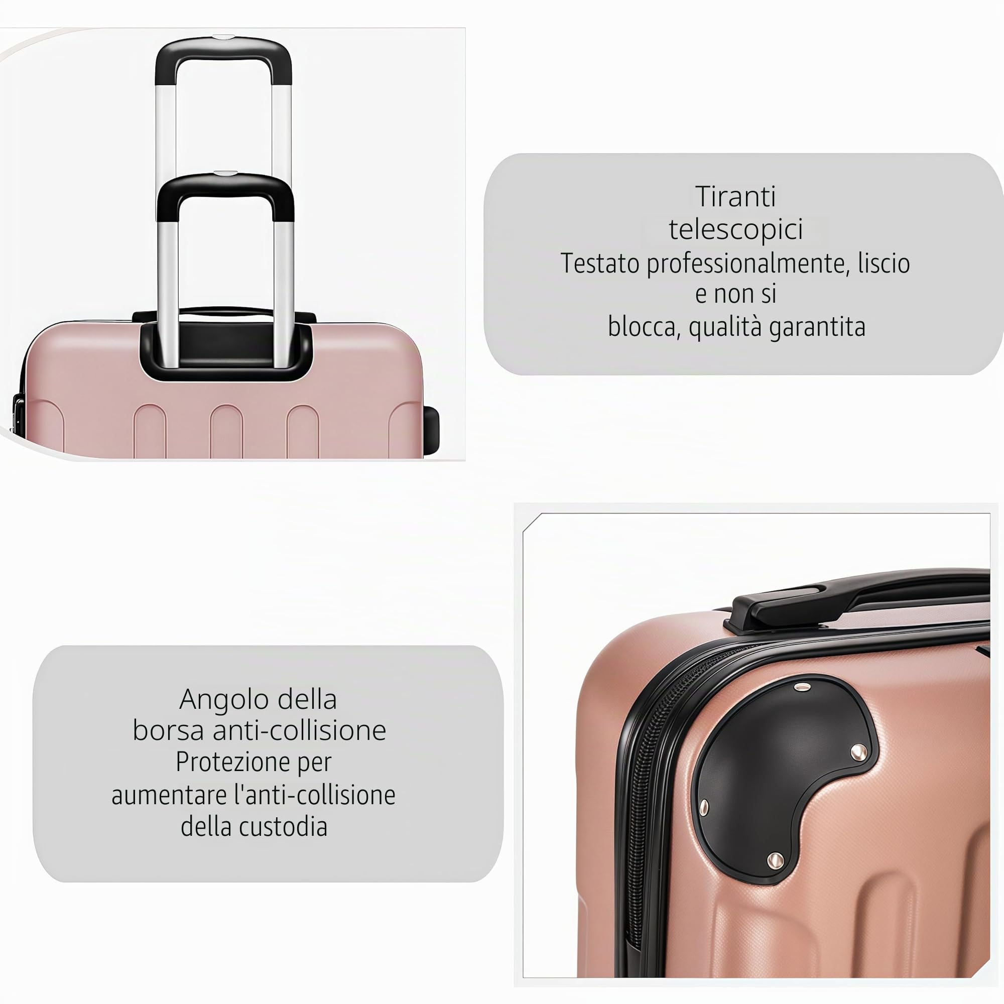 Valigia Rigida Cabina 55cm in ABS Léger et Résistant avec Lucchetto et 4 Roulettes 360°,Trolley Bagaglio a Mano Pratique et Durable per Viaggio