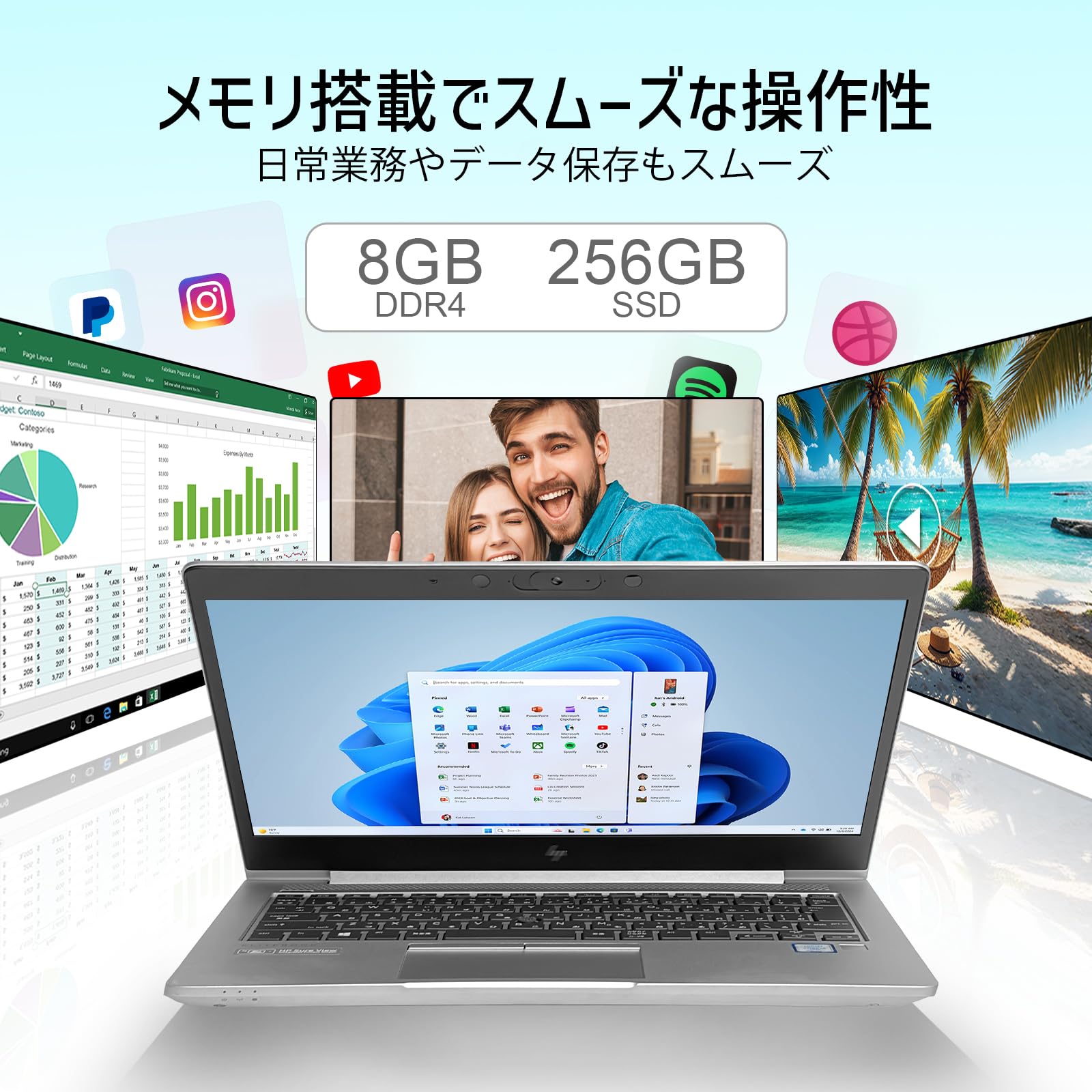 【整備済み品】中古 ノートパソコン H .P Elite Book 830 G6 13.3型 1920×1080 フルHD 第8世代 Core i5-8365U/8265U / メモリ8GB / SSD256GB / office搭載 windows11 / 軽量 ノートパソコン/Webカメラ/Wi-Fi/Bluetooth - 4