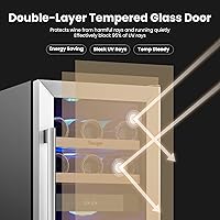 Vista 6 de Yeego Refrigerador de Vino - Refrigerador de Vino de Doble Zona de 15 Pulgadas con Capacidad para 28 Botellas, 40-65°F Refrigerador de Vino