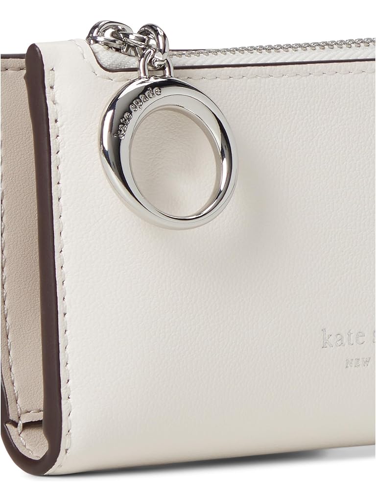 Beige Kate Spade New York Halo Fine Grain Leather Small Slim Bifold Wallet