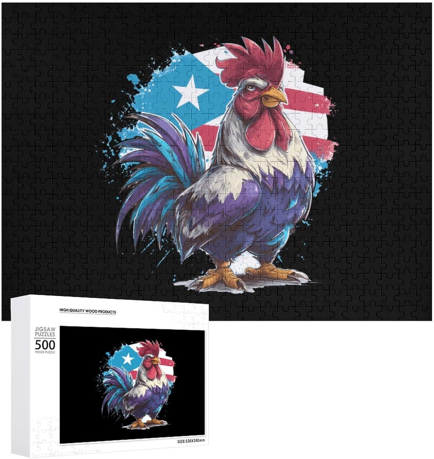 Puerto Rooster Puzzles for Adults 500 PCS Wooden Jigsaw Puzzle Wall Decor Christmas
