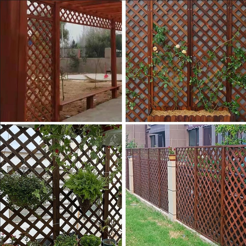 Zaun Gitter Garten Bildschirm Freistehend Mahagoni Holz Gitter Zaunpanel Raumteiler Datenschutzbildschirm Hundetor Leicht Gewölbte Unterstützung Zum Klettern Von Pflanzen(Size:50x150cm)