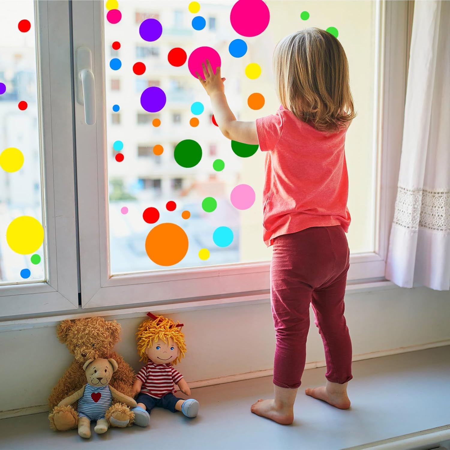 Boao 20 Sheets 420Pcs Polka Dots Wall Decals Colorful Wall Decal Colored Dot Stickers Circle Rainbow Stickers for Home Bedroom Playroom Nursery Classroom Decoration(Rainbow,10 Sizes)